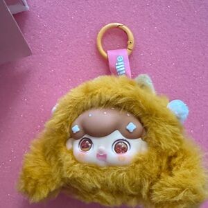 Cute Plush Keychain with Brown and Yellow Accents